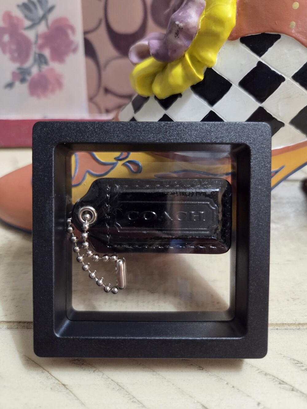 Coach Black Patent Leather HangTag, EUC